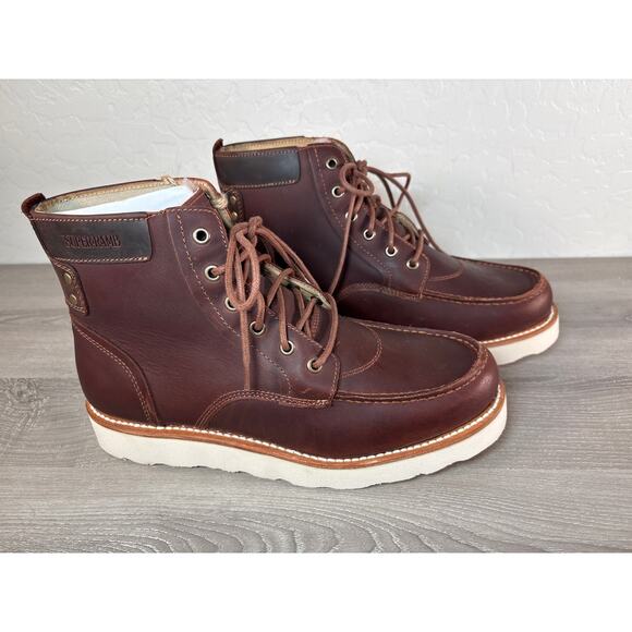SuperLamb DZO Men\'s Brown Leather Work Boots 10.5 Wide (EEE) Soft Toe- NWOB‎